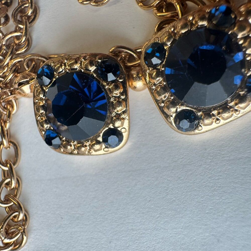 Vintage Necklace Sapphire-like Blue & Black Colored Stones - Picture 9 of 13